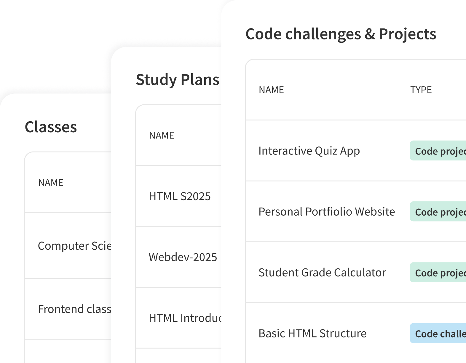 Teaching Dashboard Interface